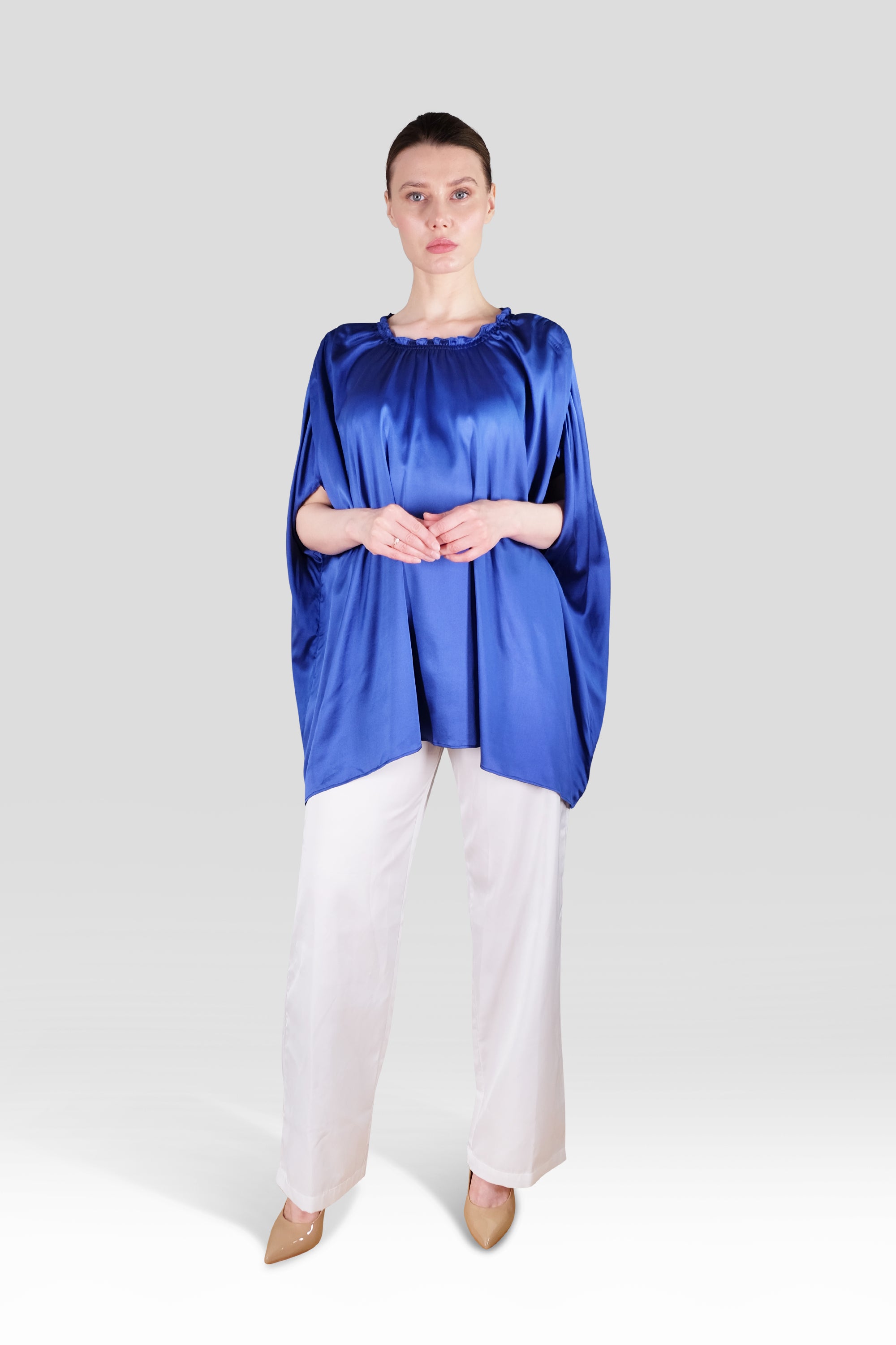 FRILL BLOUSE - BLUE